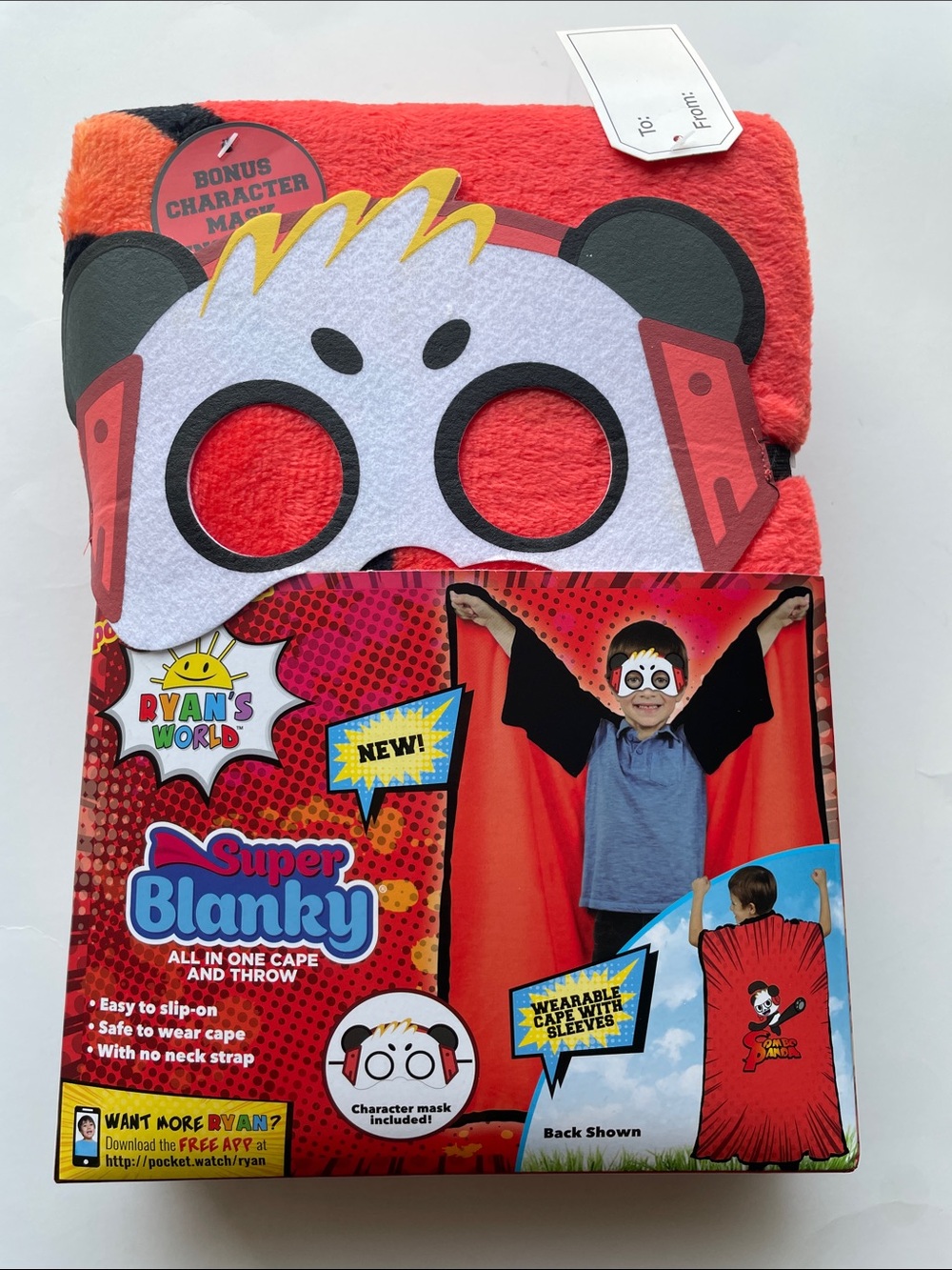 Ryan's World Super Blanky Cape and Mask - Red